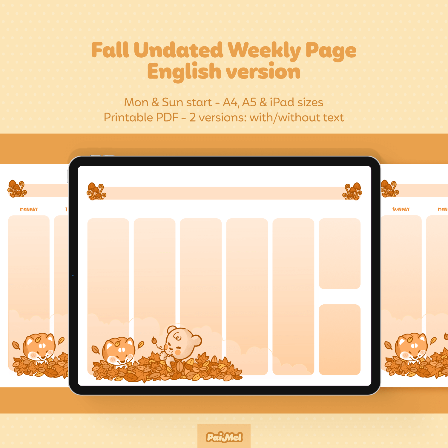 Fall Undated Weekly Pages Printable v2