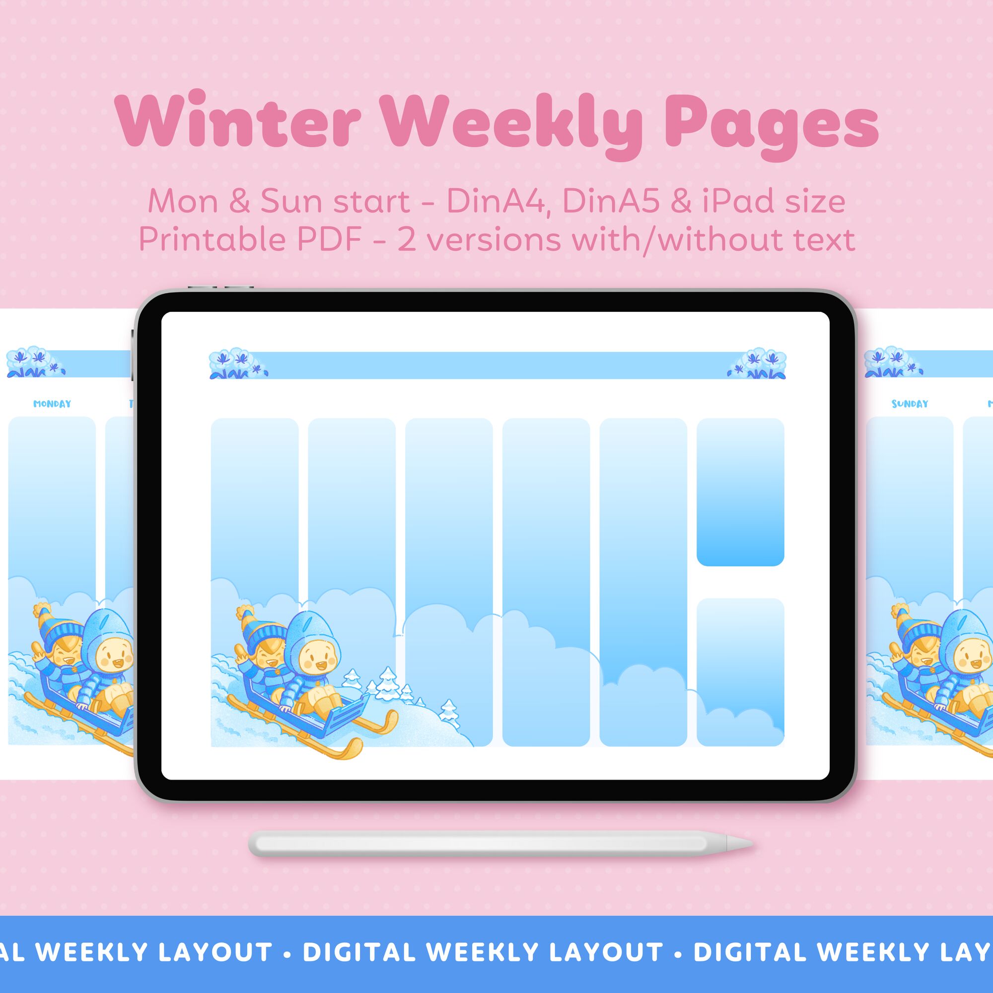 A printable undated winter weekly page