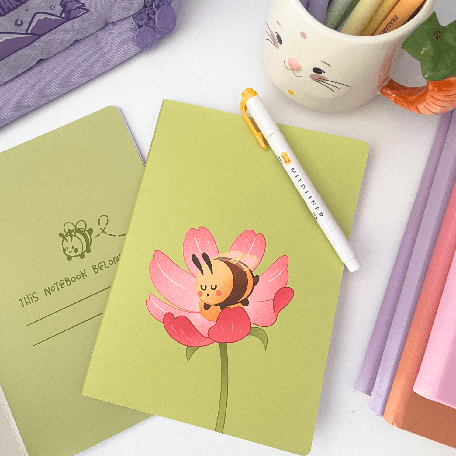 A5 Soft Cover Green Bee Notebook